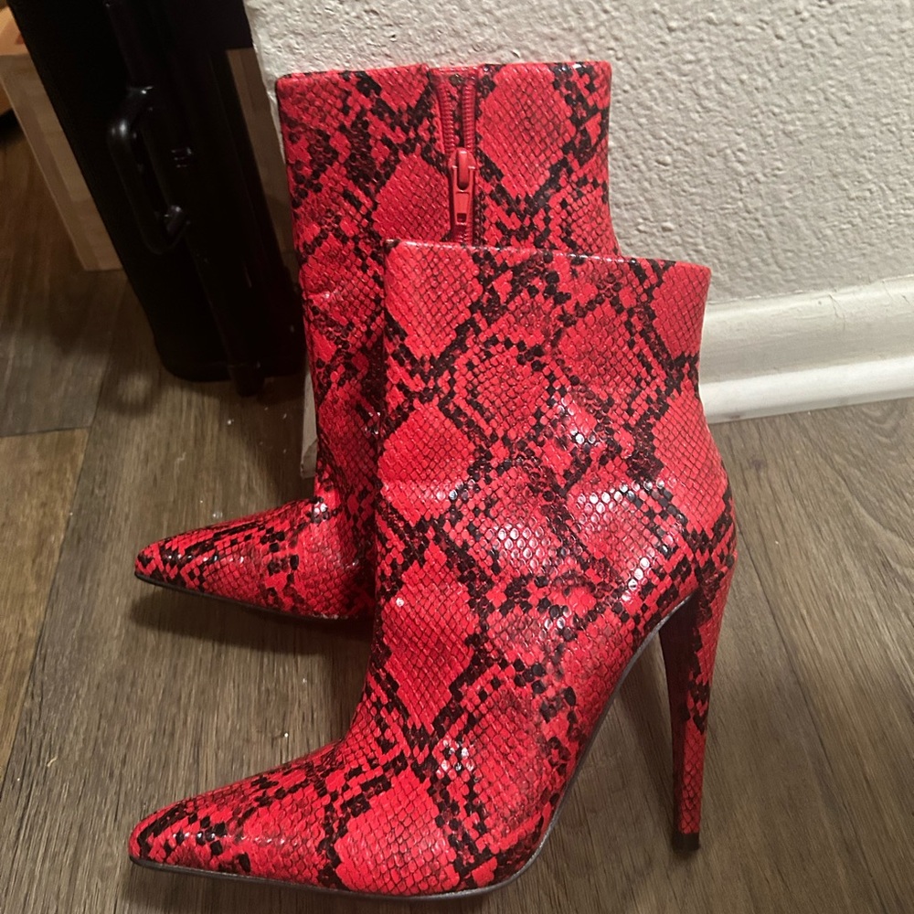 Red Stiletto Heeled Boots
